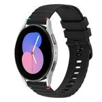 For Samsung Galaxy Watch 5 40 / 44mm Wavy Dotted Stitched 20mm Silicone Watch Band(Black)