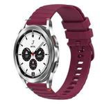 For Samsung Galaxy Watch 4 Classic 42 / 46mm Wavy Dotted Stitched 20mm Silicone Watch Band(Wine Red)