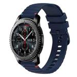 For Samsung Galaxy Gear S3 Frontier Wavy Dotted Stitched 22mm Silicone Watch Band(Navy Blue)