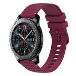 For Samsung Galaxy Gear S3 Frontier Wavy Dotted Stitched 22mm Silicone Watch Band(Wine Red)