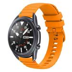 For Samsung Galaxy Watch 3 45mm Wavy Dotted Stitched 22mm Silicone Watch Band(Amber Yellow)