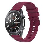 For Samsung Galaxy Watch 3 45mm Wavy Dotted Stitched 22mm Silicone Watch Band(Wine Red)