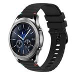 For Samsung Galaxy Gear S3 Classic Wavy Dotted Stitched 22mm Silicone Watch Band(Black)