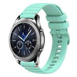 For Samsung Galaxy Gear S3 Classic Wavy Dotted Stitched 22mm Silicone Watch Band(Teal Green)