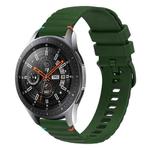 For Samsung Galaxy Watch 46mm  Wavy Dotted Stitched 22mm Silicone Watch Band(Army Green)