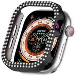 For Apple Watch Series 10 42mm Dual-Row Diamond Plating PC Hollow Watch Case(Black)