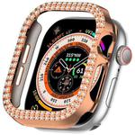 For Apple Watch Series 10 42mm Dual-Row Diamond Plating PC Hollow Watch Case(Rose Gold)