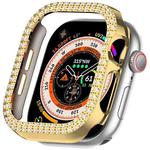 For Apple Watch Series 10 42mm Dual-Row Diamond Plating PC Hollow Watch Case(Gold)