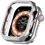 For Apple Watch Series 10 46mm Single-Row Diamond Plated PC Hollow Watch Case(Silver)