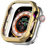 For Apple Watch Series 10 46mm Single-Row Diamond Plated PC Hollow Watch Case(Gold)