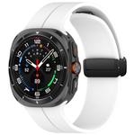 For Samsung Galaxy Watch Ultra 47mm Groove Style Folding Magnetic Buckle Silicone Watch Band(White)