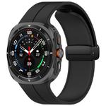 For Samsung Galaxy Watch Ultra 47mm Groove Style Folding Magnetic Buckle Silicone Watch Band(Black)