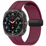 For Samsung Galaxy Watch Ultra 47mm Groove Style Folding Magnetic Buckle Silicone Watch Band(Wine Red)