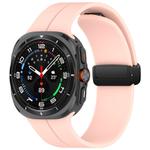 For Samsung Galaxy Watch Ultra 47mm Groove Style Folding Magnetic Buckle Silicone Watch Band(Light Pink)