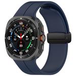 For Samsung Galaxy Watch Ultra 47mm Groove Style Folding Magnetic Buckle Silicone Watch Band(Midnight Blue)