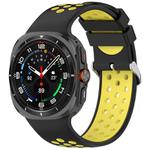 For Samsung Galaxy Watch Ultra 47mm Holes Style Metal Connector Two Color Silicone Watch Band(Black Yellow)