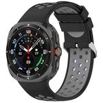 For Samsung Galaxy Watch Ultra 47mm Holes Style Metal Connector Two Color Silicone Watch Band(Black Gray)