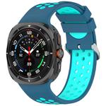 For Samsung Galaxy Watch Ultra 47mm Holes Style Metal Connector Two Color Silicone Watch Band(Blue Teal Green)