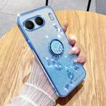 For OnePlus Nord 4 Gradient Glitter Immortal Flower Ring All-inclusive Phone Case(Blue)