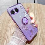 For OnePlus Nord 4 Gradient Glitter Immortal Flower Ring All-inclusive Phone Case(Purple)