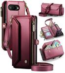 For Google Pixel 9a CaseMe C36 Card Slots Zipper Wallet RFID Anti-theft Leather Phone Case(Wine)