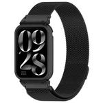 For Xiaomi Mi Band 8 Pro Metal Frame + Milan Magnetic Stainless Steel Integrated Watch Band(Black)