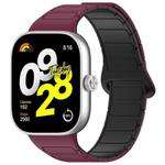 For Xiaomi Mi Band 8 Pro Reverse Buckle Magnetic Silicone Watch Band(Wine Red Black)