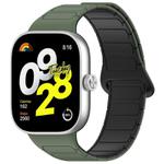 For Redmi Watch 4 Reverse Buckle Magnetic Silicone Watch Band(Army Green Black)