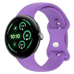 For  Google Pixel Watch 3 41mm Solid Color Butterfly Buckle Silicone Watch Band, Size:L(Purple)