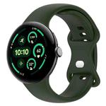 For  Google Pixel Watch 3 41mm Solid Color Butterfly Buckle Silicone Watch Band, Size:L(Dark Green)