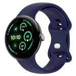 For  Google Pixel Watch 3 41mm Solid Color Butterfly Buckle Silicone Watch Band, Size:L(Dark Blue)