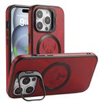 For iPhone 12 Elk Lens Holder Magsafe Shockproof Phone Case(Red)