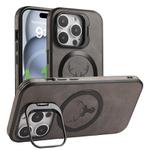 For iPhone 12 Elk Lens Holder Magsafe Shockproof Phone Case(Grey)