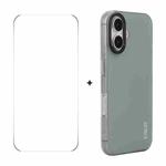 For iPhone 16 Plus ENKAY Hat-Prince Translucent Matte TPU Phone Case + 9H Big Arc Edge Film(Grey)