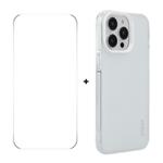 For iPhone 15 Pro ENKAY Hat-Prince Translucent Matte TPU Phone Case + 9H Big Arc Edge Film(White)