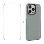 For iPhone 15 Pro ENKAY Hat-Prince Translucent Matte TPU Phone Case + 9H Big Arc Edge Film(Grey)