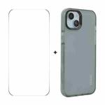 For iPhone 15 Plus ENKAY Hat-Prince Translucent Matte TPU Phone Case + 9H Big Arc Edge Film(Grey)