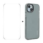 For iPhone 14 ENKAY Hat-Prince Translucent Matte TPU Phone Case + 9H Big Arc Edge Film(Grey)