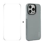 For iPhone 14 Pro ENKAY Hat-Prince Translucent Matte TPU Phone Case + 9H Big Arc Edge Film(Grey)