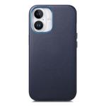 For iPhone 16 Plus Electroplated Metal Button Shockproof Phone Case(Dark Blue)