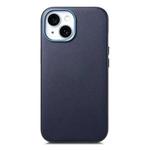 For iPhone 14 Electroplated Metal Button Shockproof Phone Case(Dark Blue)