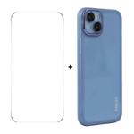 For iPhone 15 Plus ENKAY Hat-Prince Translucent Matte TPU Phone Case with Lens Film + 9H Big Arc Edge Film(White)