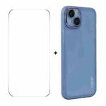 For iPhone 15 ENKAY Hat-Prince Translucent Matte TPU Phone Case with Lens Film + 9H Big Arc Edge Film(White)