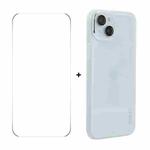 For iPhone 14 ENKAY Hat-Prince Translucent Matte TPU Phone Case with Lens Film + 9H Big Arc Edge Film(White)