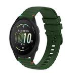 For Garmin Forerunner 165 Wavy Dotted Stitched 20mm Silicone Watch Band(Army Green)