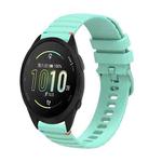 For Garmin Forerunner 165 Music Wavy Dotted Stitched 20mm Silicone Watch Band(Teal Green)