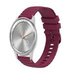 For Garmin Move Trend Wavy Dotted Stitched 20mm Silicone Watch Band(Wine Red)