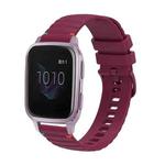 For Garmin Venu SQ Wavy Dotted Stitched 20mm Silicone Watch Band(Wine Red)