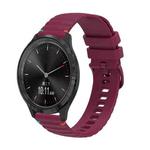 For Garmin Move 3 Wavy Dotted Stitched 20mm Silicone Watch Band(Wine Red)