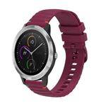 For Garmin Vivoactive 3 Wavy Dotted Stitched 20mm Silicone Watch Band(Wine Red)